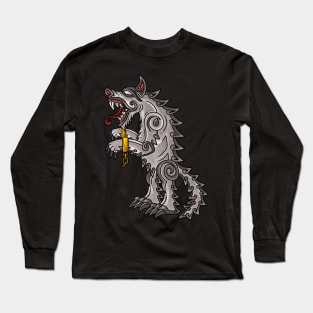 Ruler of the Nordic Seas: Viking Fenrir Monster Wolf Design Long Sleeve T-Shirt